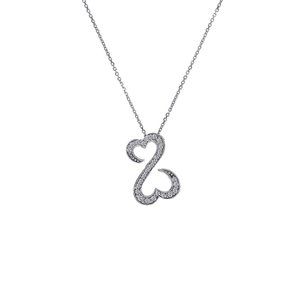 0.25 Ct. Tw. Round Cut Diamond Open Hearts Pendant In 14K White Gold Necklace